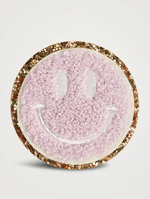 Glitter & Chenille Smiley Face Patch