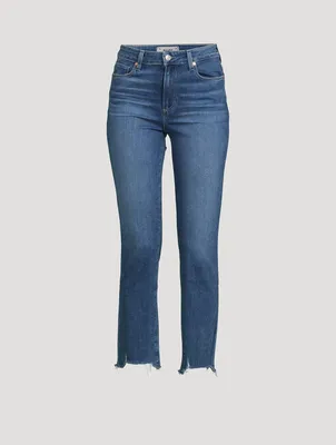 Cindy Destroyed-Hem Straight-Leg Jeans