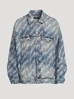 Oversized Denim Jacket Logo Print