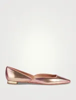 Maia Snakeskin-Embossed Metallic Leather Flats