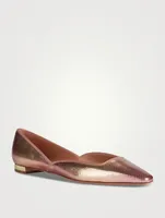 Maia Snakeskin-Embossed Metallic Leather Flats