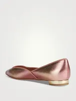 Maia Snakeskin-Embossed Metallic Leather Flats