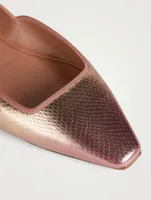 Maia Snakeskin-Embossed Metallic Leather Flats
