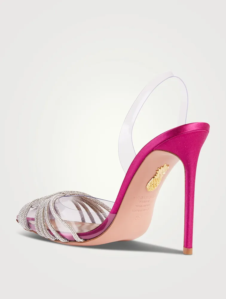 Gatsby PVC And Satin Slingback Pumps With Crystals