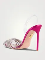 Gatsby PVC And Satin Slingback Pumps With Crystals