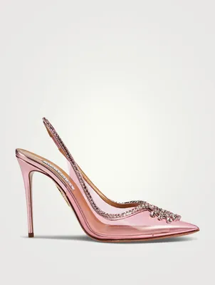 Seduction PVC Slingback Pumps With Crystals