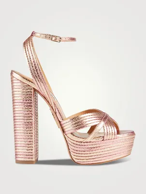 Sundance Plateau Metallic Leather Sandals