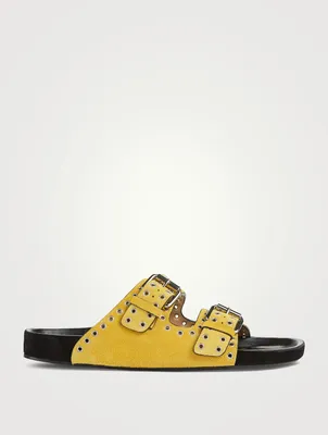 Lennyo Grommet Suede Slide Sandals