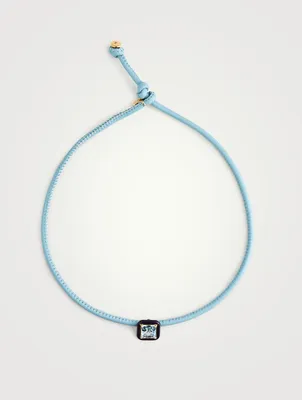 Pop Leather Choker Necklace With Topaz