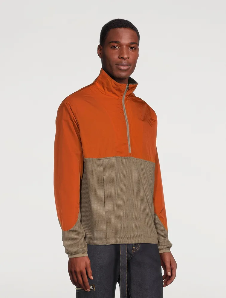 Sunstruck Half-Zip Pullover Jacket Micro Grid Print