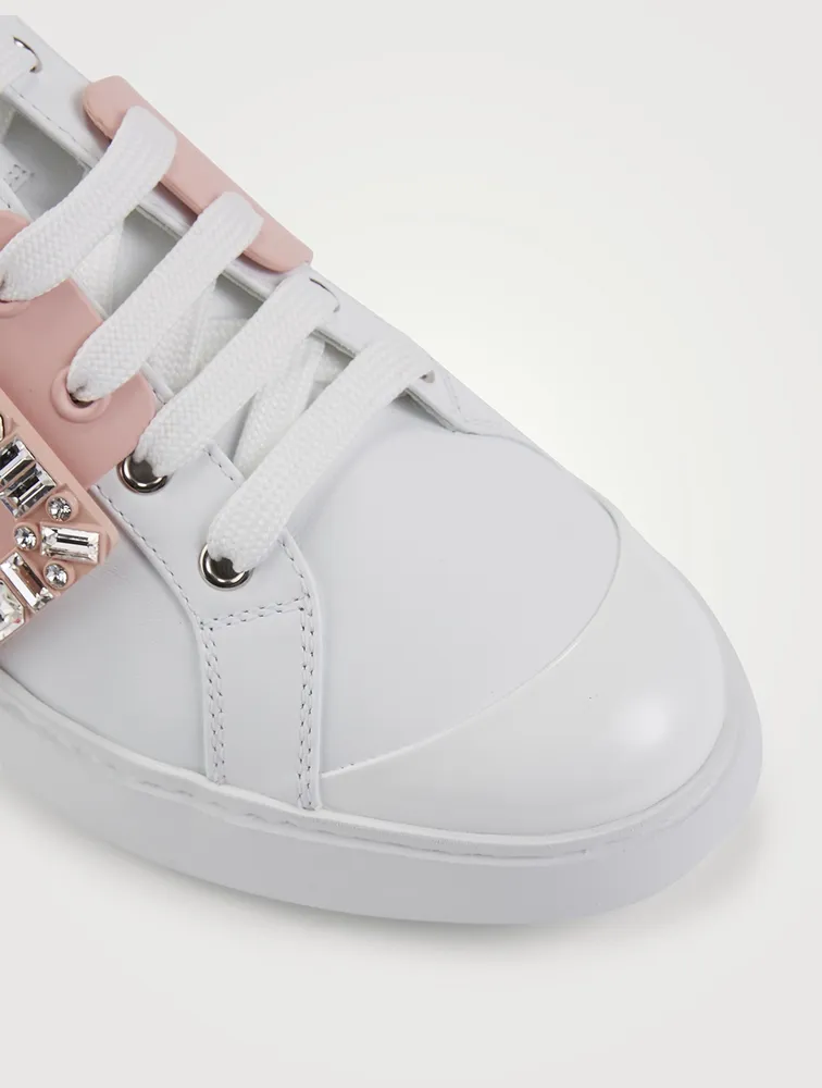 Viv' Skate Strass Buckle Leather Sneakers