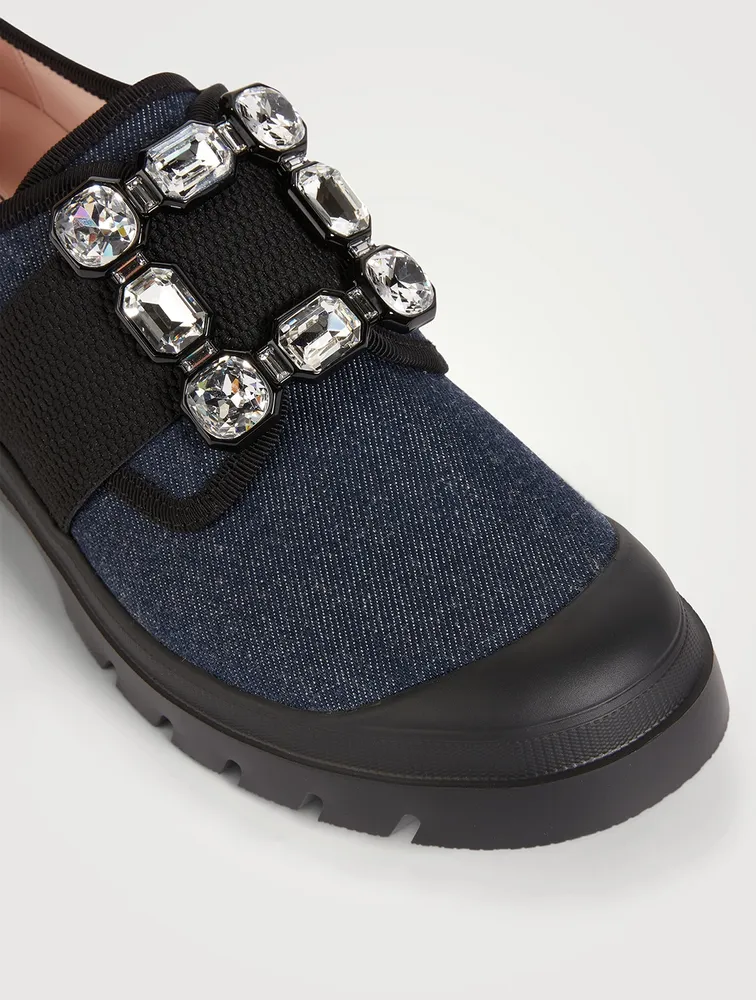 Walky Viv' Strass Buckle Denim Sneakers