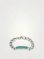 Sterling Silver Bracelet With Enamel Logo