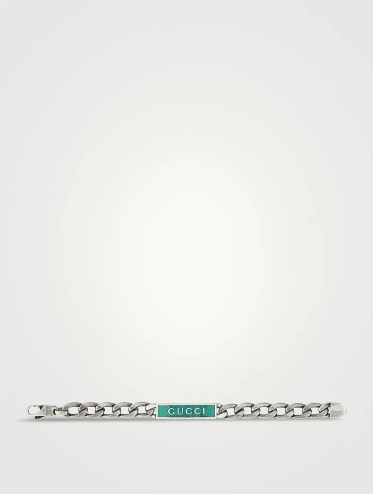 Sterling Silver Bracelet With Enamel Logo