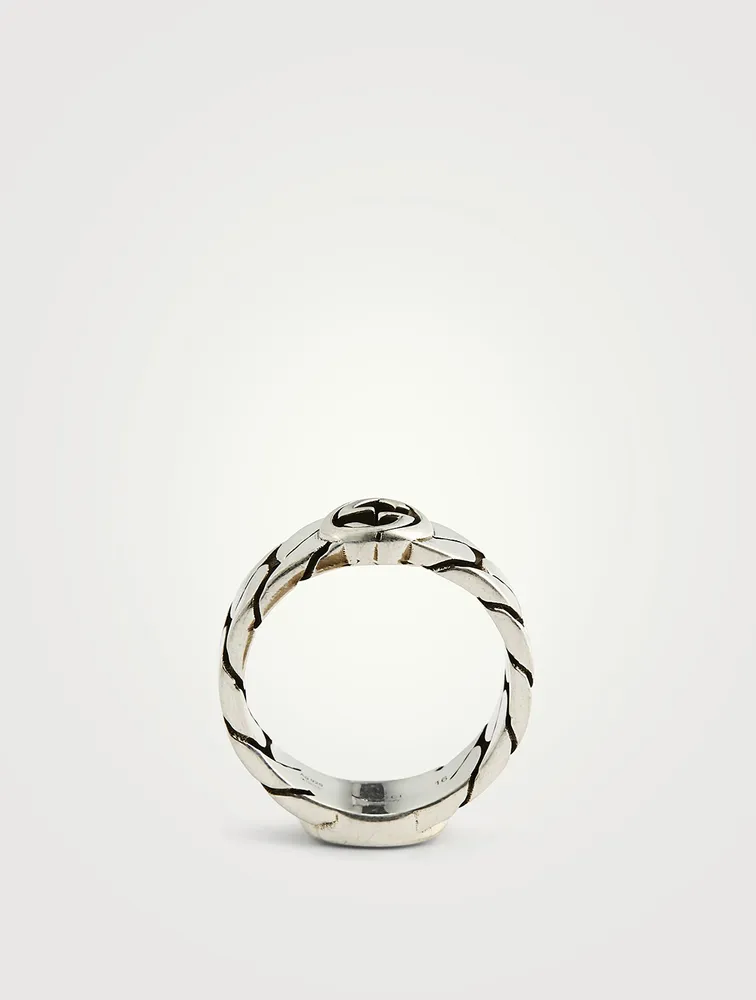 Interlocking G Sterling Silver Wide Ring