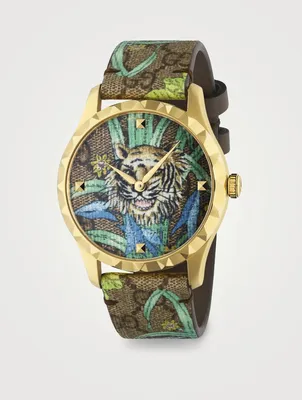 G-Timeless Tiger GG Supreme Canvas Strap Watch