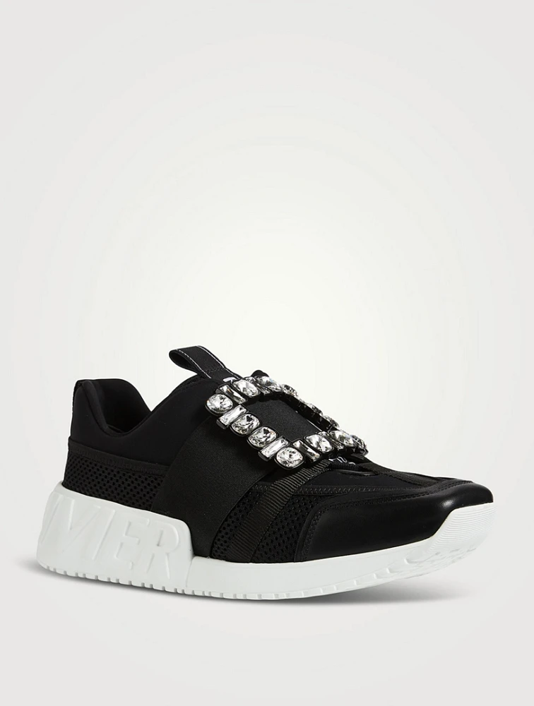 Viv' Go Strass Buckle Mesh And Neoprene Sneakers