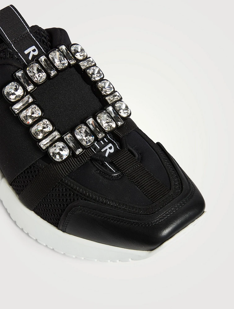 Viv' Go Strass Buckle Mesh And Neoprene Sneakers