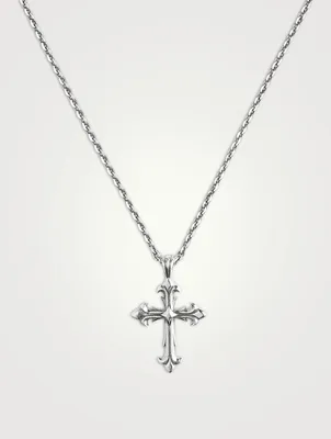 Sterling Silver Fleury Cross Necklace