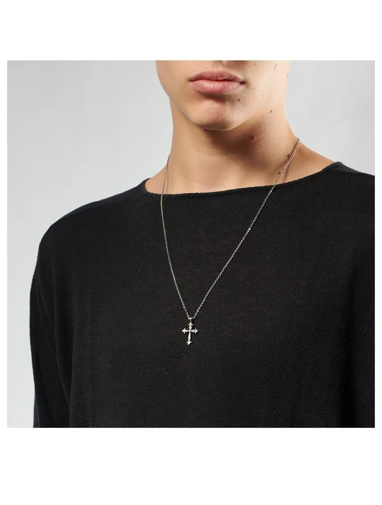 Sterling Silver Fleury Cross Necklace
