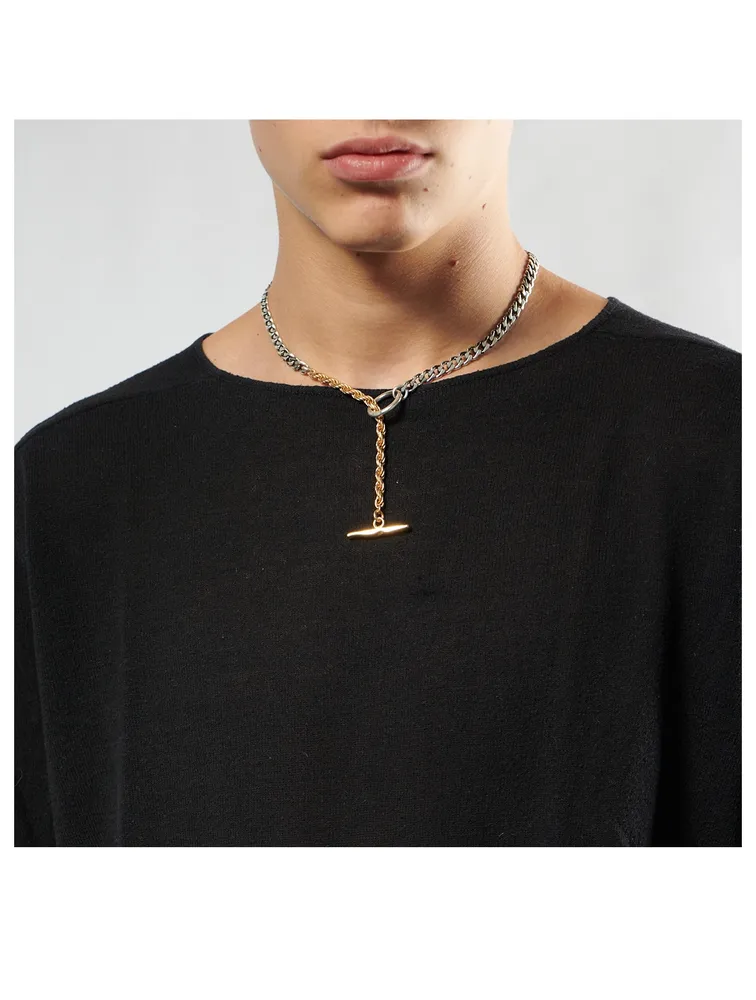 24K Goldplated T-Bar Necklace