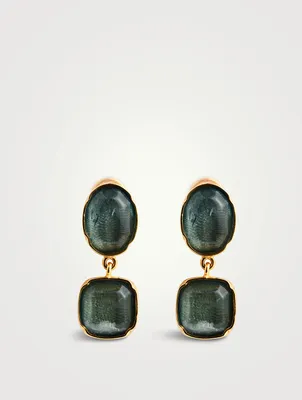 Cabochons Double Drop Rock Crystal Earrings