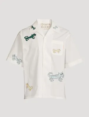 Cotton Poplin Shirt Naif Tiger Print