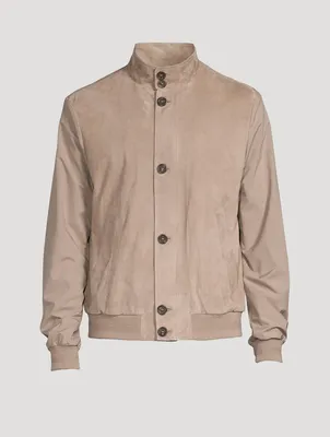 Suede-Front Bomber Jacket