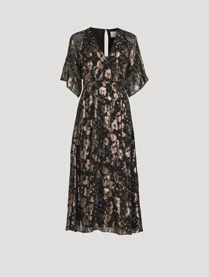 Tee Floral Jacquard Metallic Midi Dress