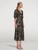 Tee Floral Jacquard Metallic Midi Dress