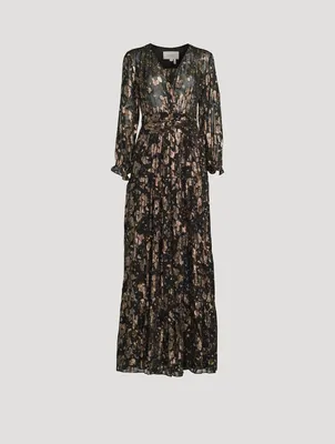 Tilane Floral Jacquard Metallic Maxi Dress