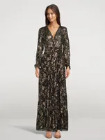 Tilane Floral Jacquard Metallic Maxi Dress