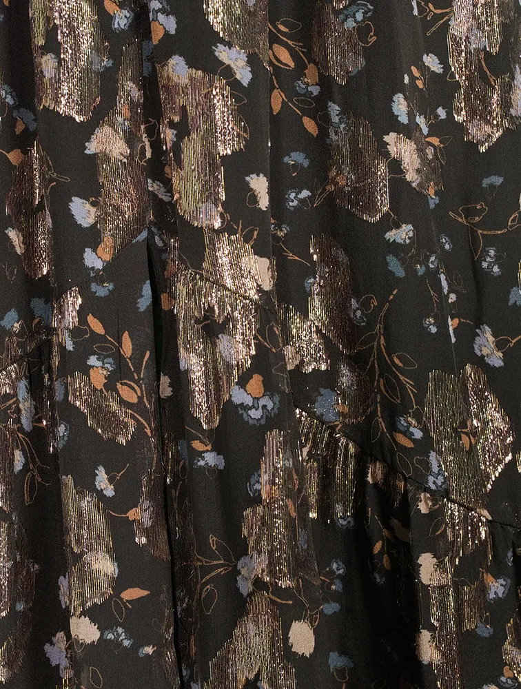 Tilane Floral Jacquard Metallic Maxi Dress