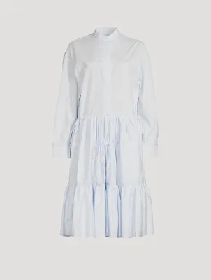 Drawstring Cotton Shirt Dress