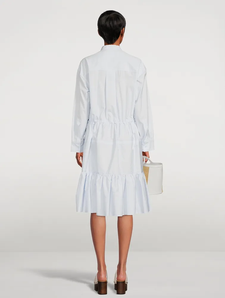 Drawstring Cotton Shirt Dress