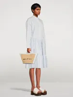 Drawstring Cotton Shirt Dress