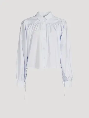 Cotton Poplin Drawstring Shirt
