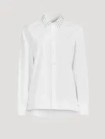 Cotton Shirt With Embellished Collar