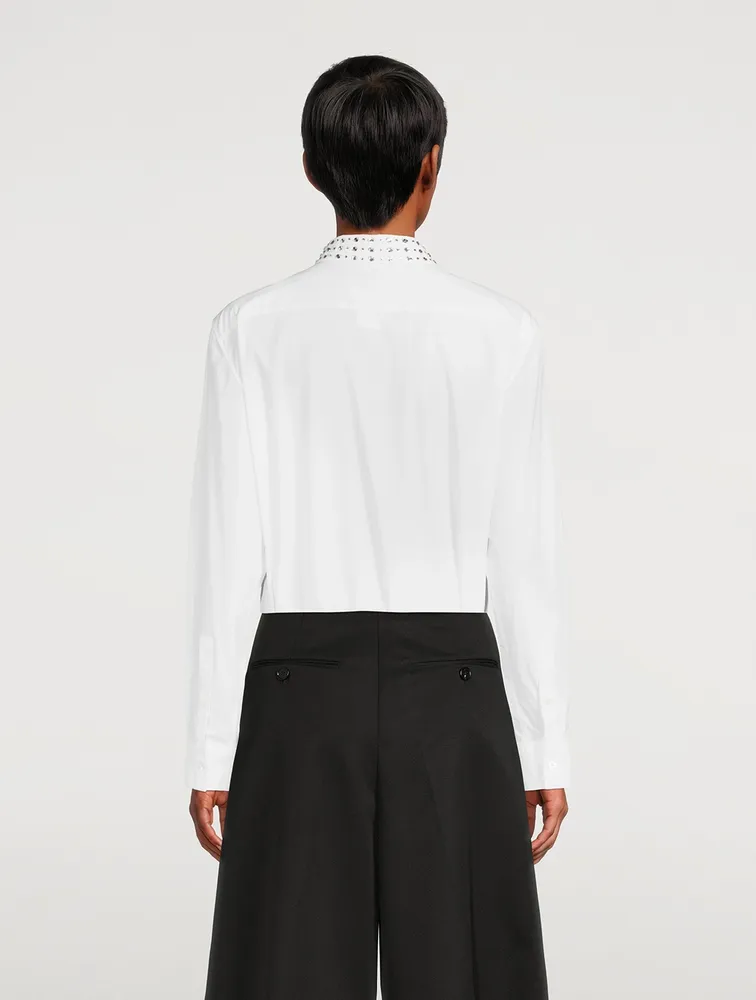 Cotton Shirt With Embellished Collar