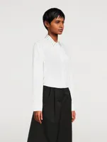 Cotton Shirt With Embellished Collar