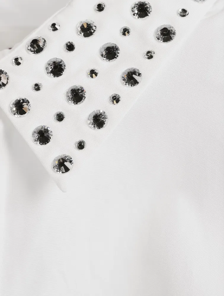 Cotton Shirt With Embellished Collar