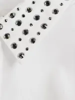 Cotton Shirt With Embellished Collar