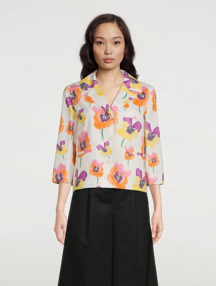 Cotton Jacket Pansies Print