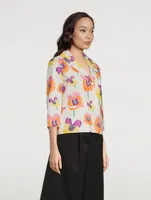 Cotton Jacket Pansies Print