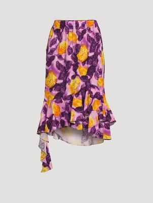 Asymmetric Midi Skirt Morning Blossom Print