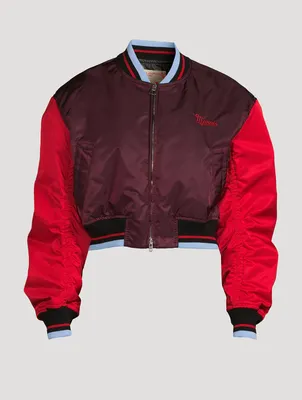 Cropped Satin Bomber Jacket