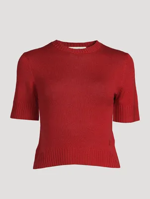 Wool Short-Sleeve Crop Sweater