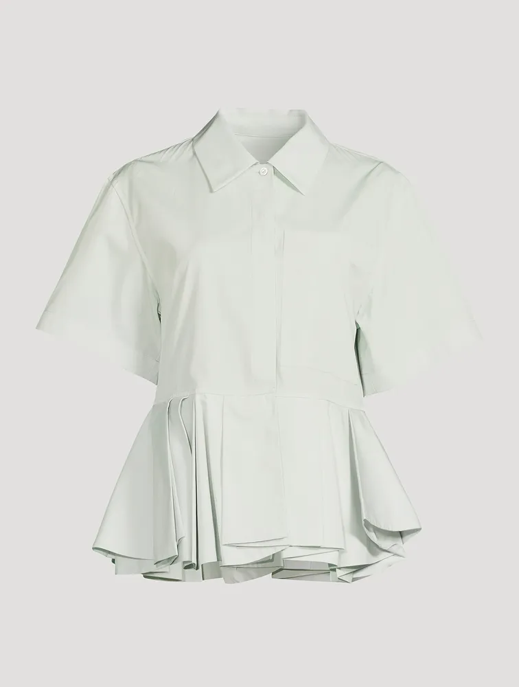 Flounce-Hem Cotton Shirt