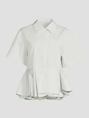 Flounce-Hem Cotton Shirt