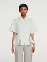 Flounce-Hem Cotton Shirt